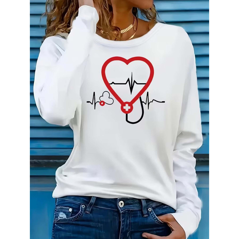 تيشيرت نسائي بأكمام طويلة بطبع - مراجعة Stethoscope وسعره
